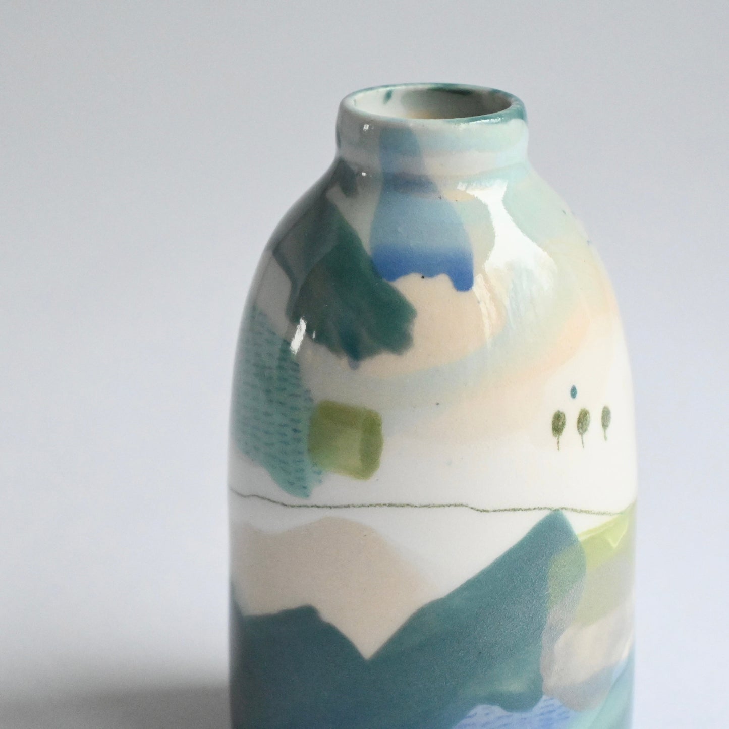 Ceramic Small Vase - Mountains Meet The Sea #13