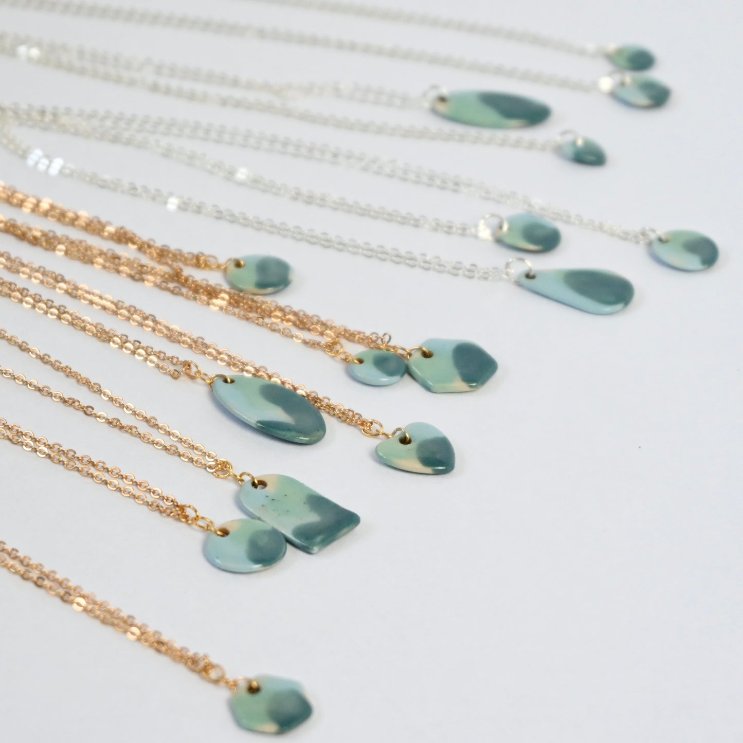 Ceramic Necklace - Landscape Hexagon Gold