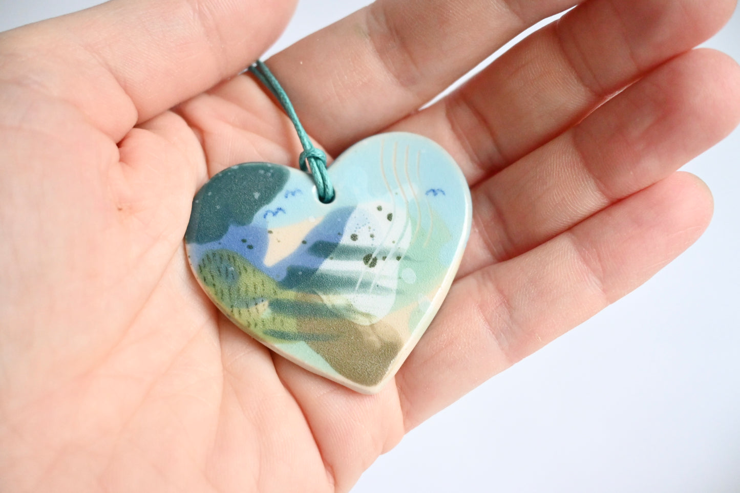 Ceramic Hanging Decoration - Mountains Meet The Sea Heart