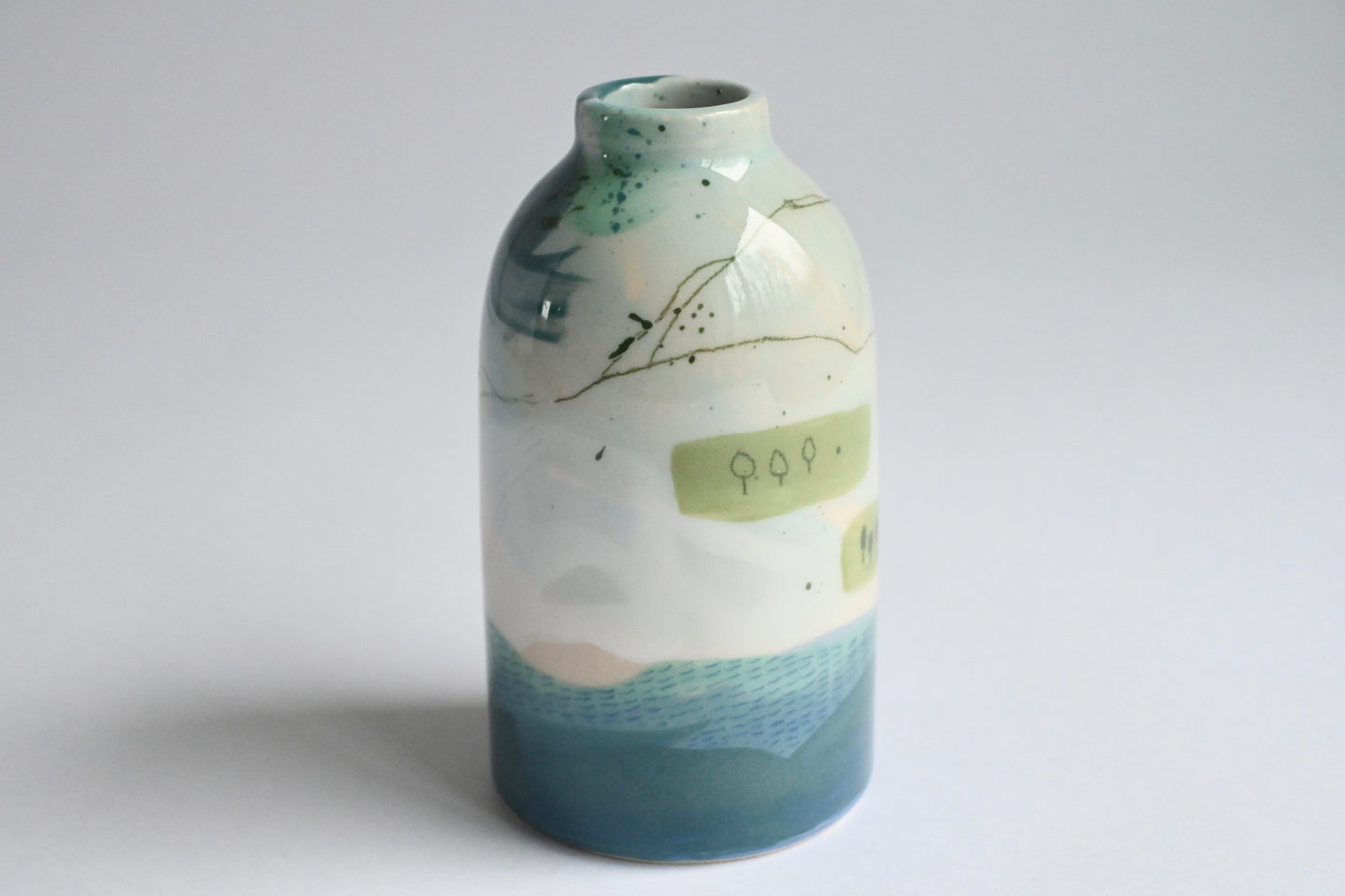 Ceramic Small Vase - Mountains Meet The Sea #7