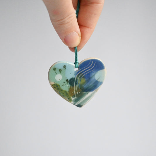 Ceramic Hanging Decoration - Mountains Meet The Sea Heart