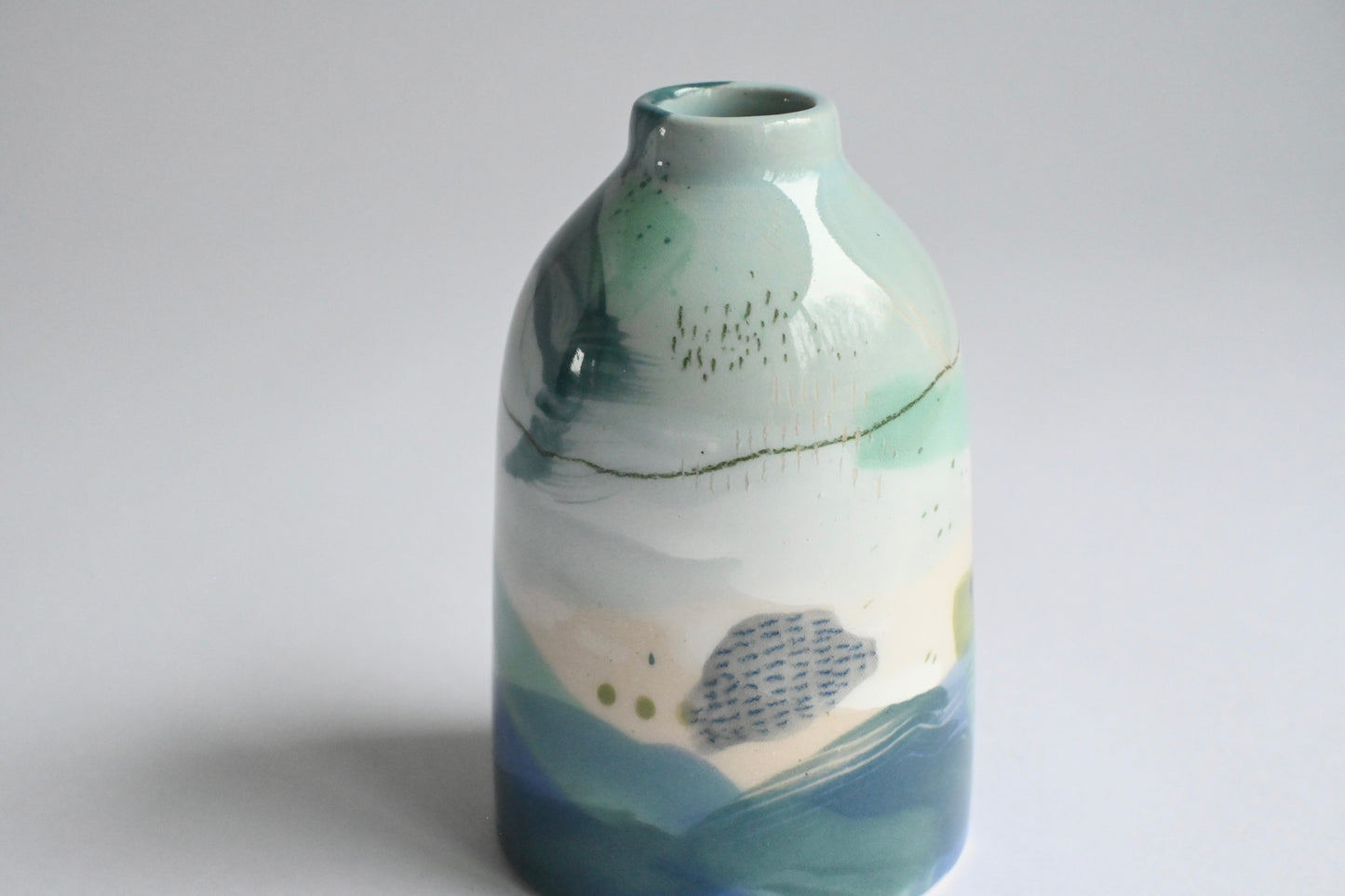 Ceramic Small Vase - Mountains Meet The Sea #11