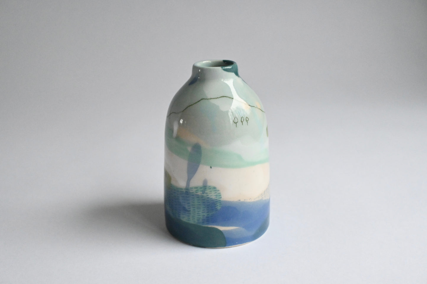 Ceramic Small Vase - Mountains Meet The Sea #11