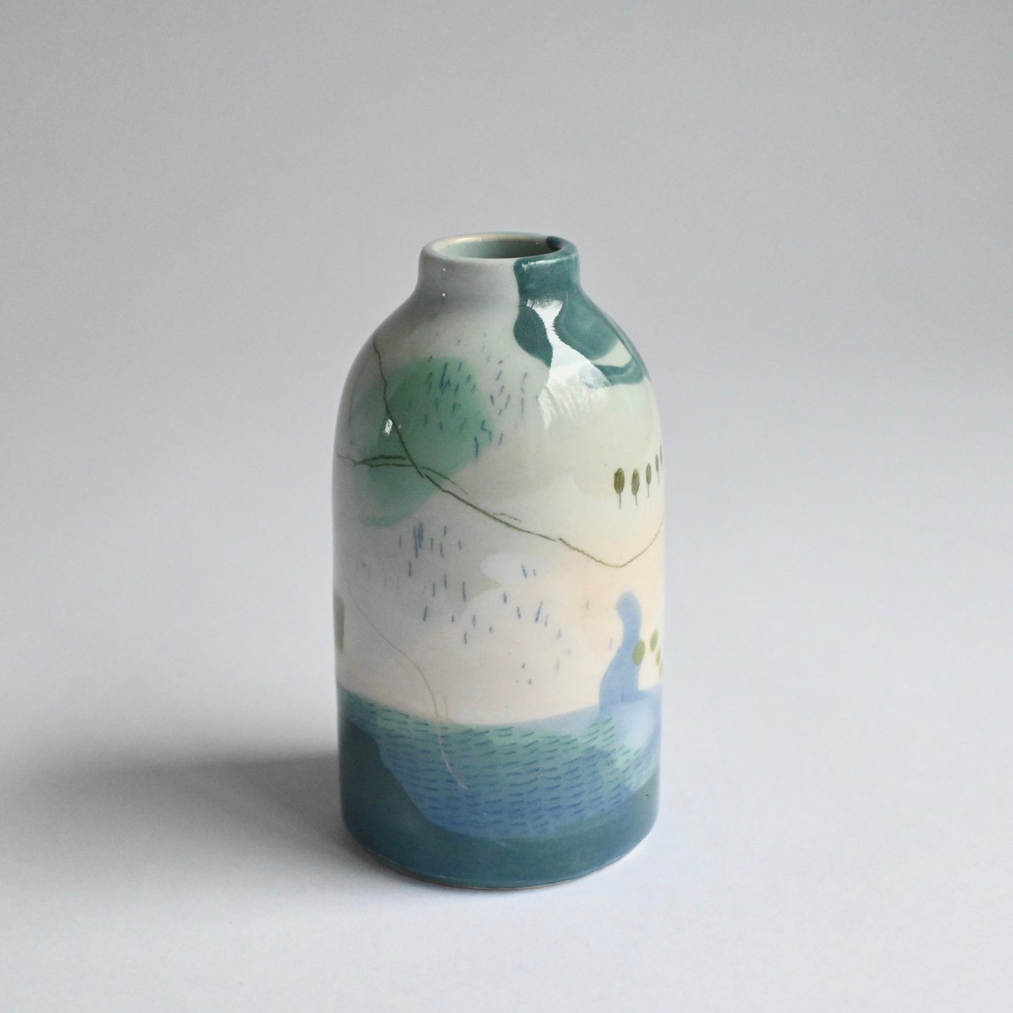 Ceramic Small Vase - Mountains Meet The Sea #7