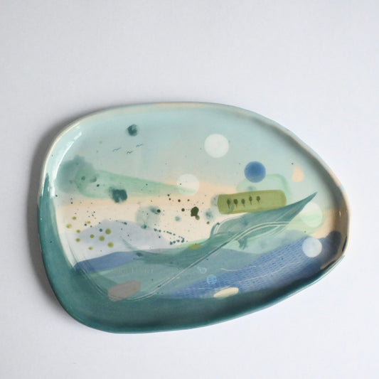 Ceramic Organic Plate - Mountains Meet The Sea #1