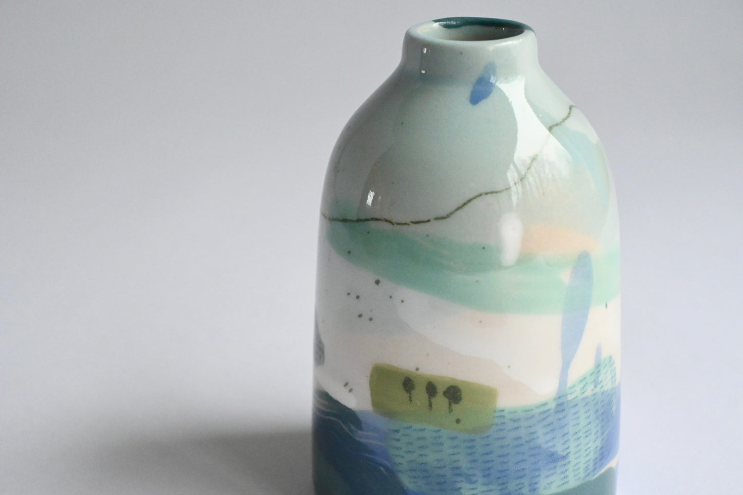 Ceramic Small Vase - Mountains Meet The Sea #11