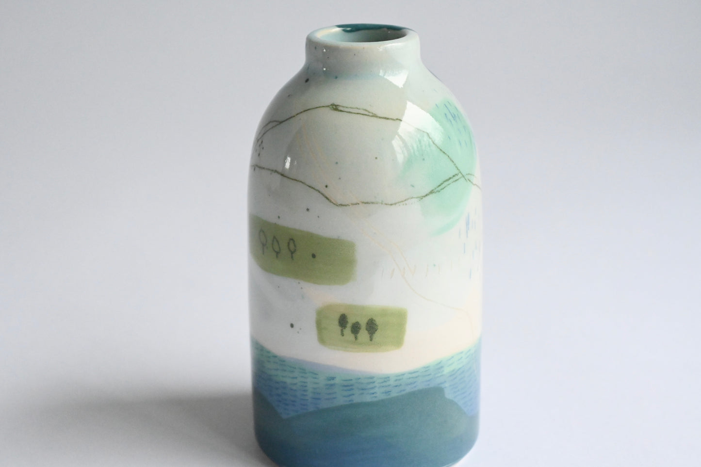 Ceramic Small Vase - Mountains Meet The Sea #7