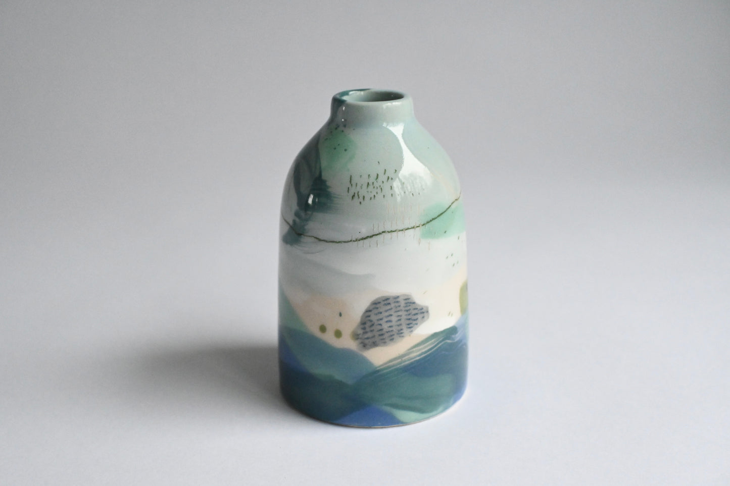 Ceramic Small Vase - Mountains Meet The Sea #11