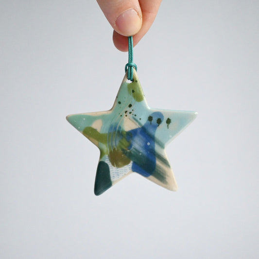 Ceramic Hanging Decoration - Mountains Meet The Sea Large Star