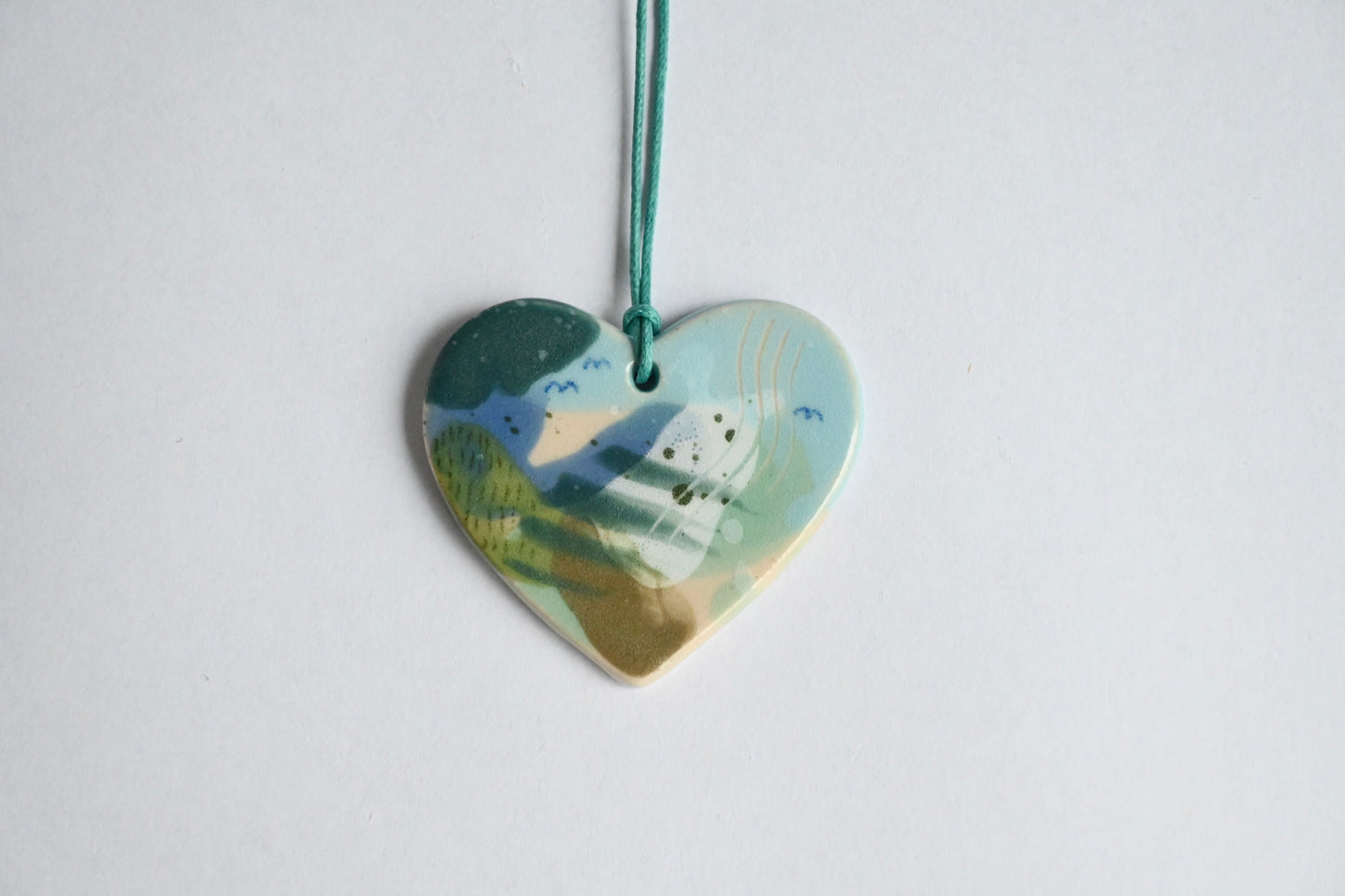 Ceramic Hanging Decoration - Mountains Meet The Sea Heart