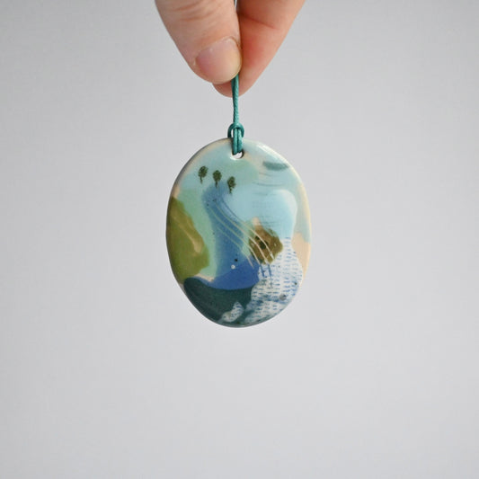 Ceramic Hanging Decoration - Mountains Meet The Sea Organic Shape