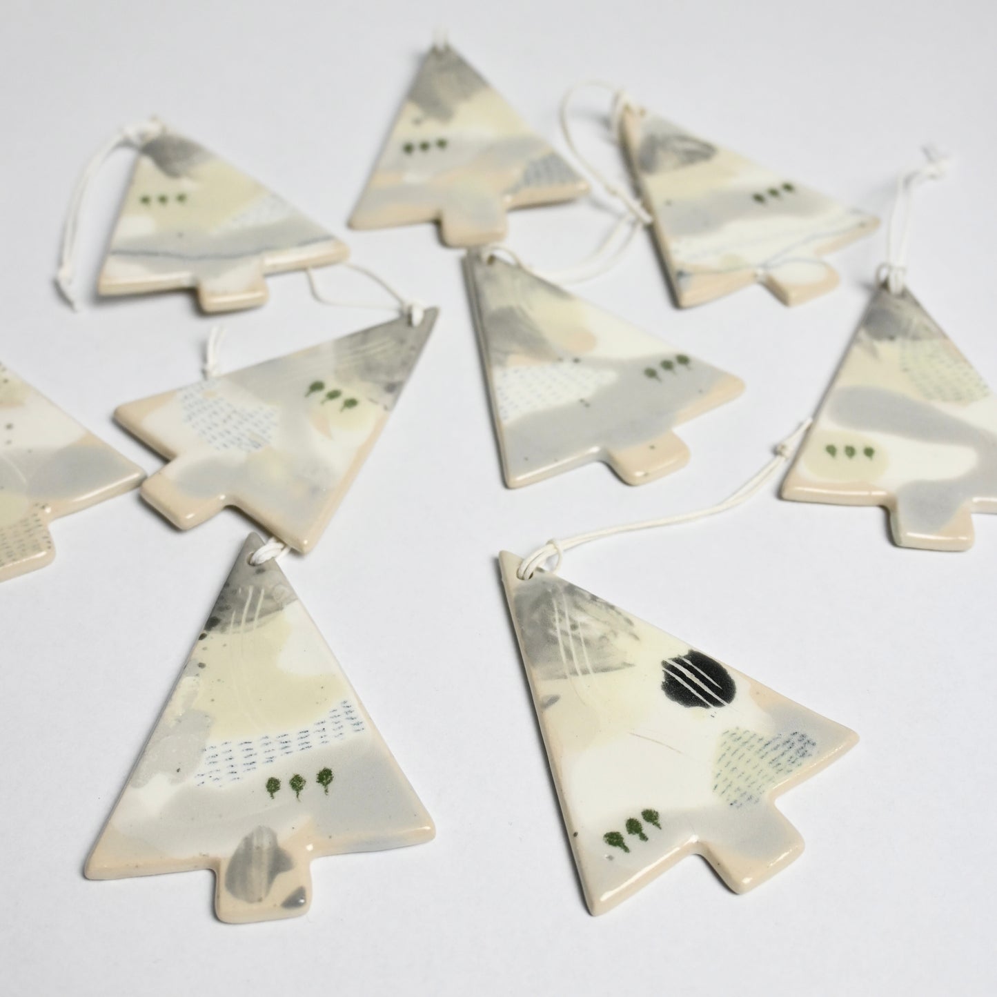 Ceramic Hanging Decoration - Snowy Landscape Scandi Tree