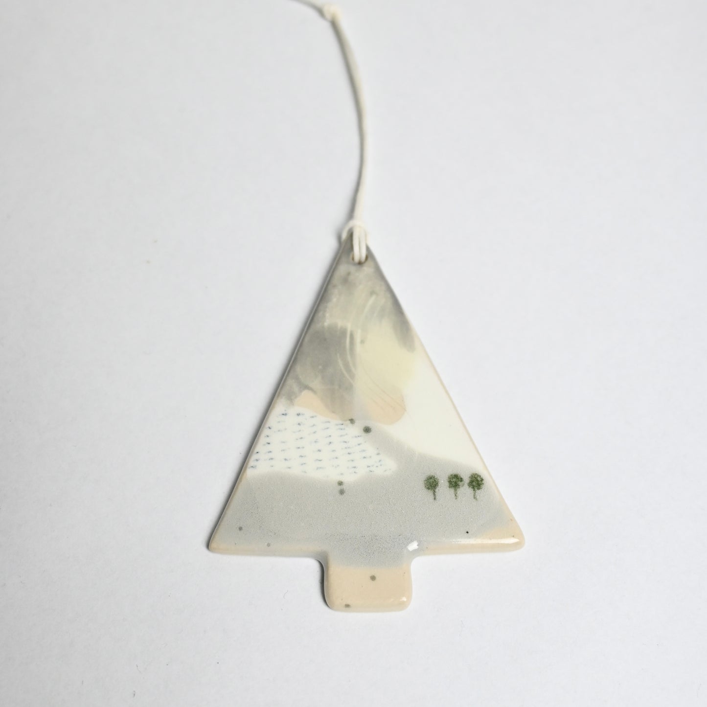 Ceramic Hanging Decoration - Snowy Landscape Scandi Tree