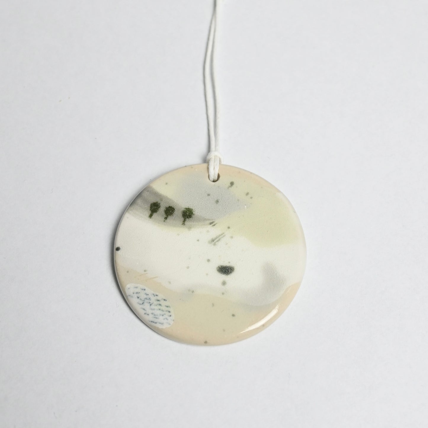 Ceramic Hanging Decoration - Snowy Landscape Circle