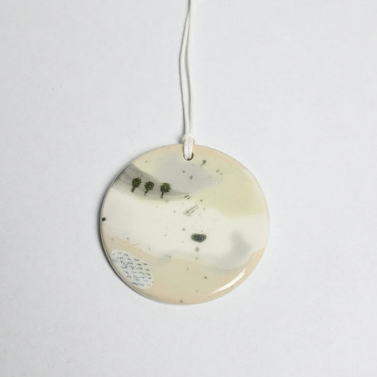 Ceramic Hanging Decoration - Snowy Landscape Circle