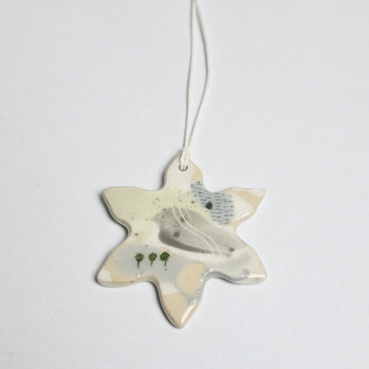 Ceramic Hanging Decoration - Snowy Landscape Snowflake