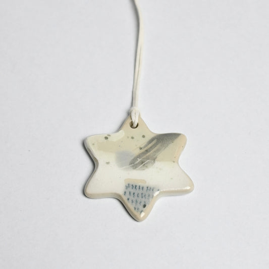 Ceramic Hanging Decoration - Snowy Landscape Small Star