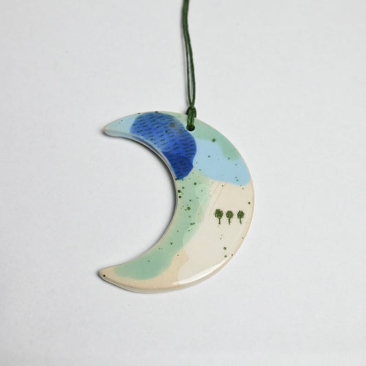 Ceramic Hanging Decoration - Landscape Moon
