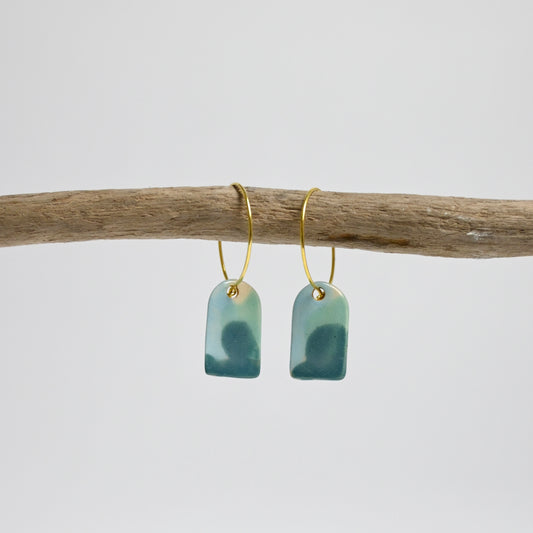 Ceramic Earrings - Gold Hoop Archway