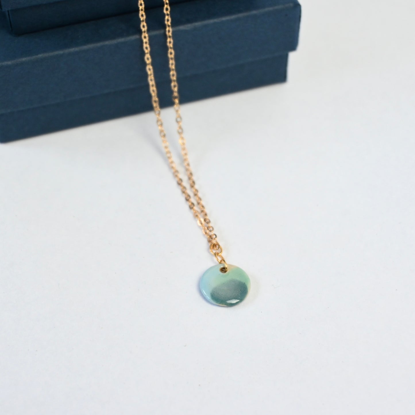 Ceramic Necklace - Landscape Disc Gold