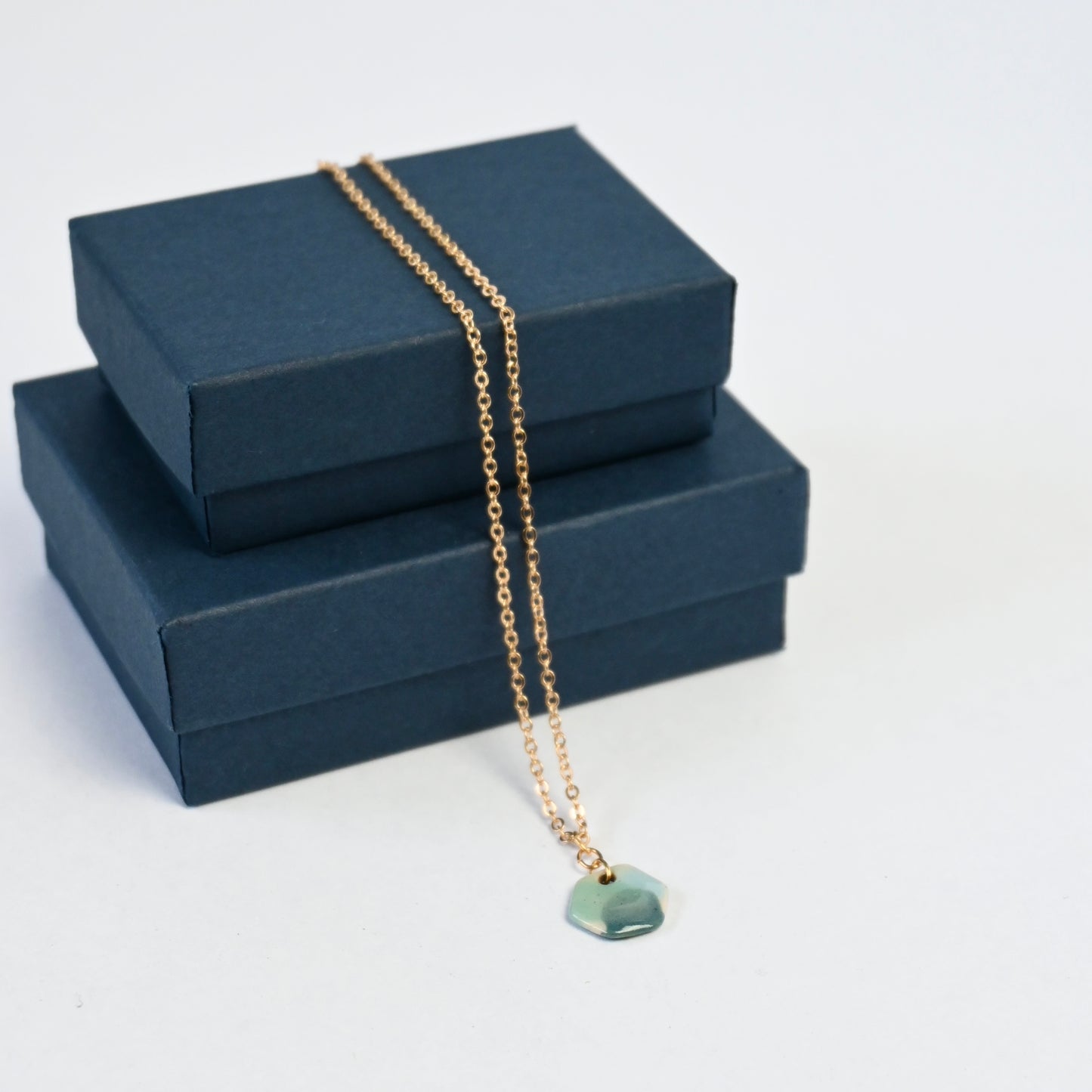 Ceramic Necklace - Landscape Hexagon Gold