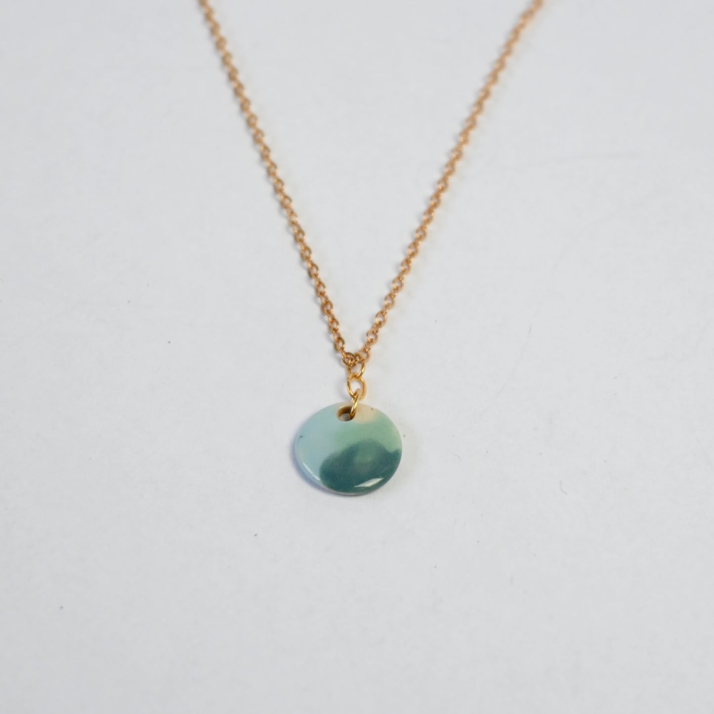 Ceramic Necklace - Landscape Disc Gold