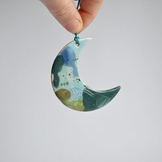 Ceramic Hanging Decoration - Mountains Meet The Sea Moon
